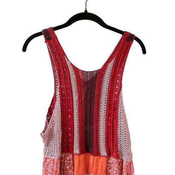 Free People Katies Crochet Sleeveless Mini Dress Women’s Red & Orange Size Small - Picture 6 of 8
